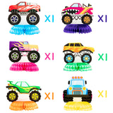 OSNIE 6Pcs Monster Truck Honeycomb Centerpieces Table Topper, 3D Double-Sided Patterns Monster Truck Party Supplies Table Decorations Monster Truck Party Favors Photo Booth Props for Kids Birthday