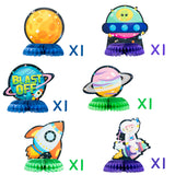 OSNIE 6 Pcs Outer Space Honeycomb Centerpieces Table Toppers, Blast Off to Outer Space Decor Solar System Galaxy Planets Rocket Themed Party Favor Supplies Photo Booth Props for Kid's Birthday