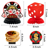 OSNIE 12Pcs Casino Theme Honeycomb Centerpieces Table Toppers Red and Black Poker Party Supplies Decoration Las Vegas Gambling Playing Card Table Decor Photo Prop for School Birthday Casino Game Night