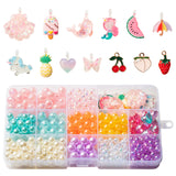 OSNIE Summer DIY Bead Jewelry Making Kit for Kids Girls with Watermelon Pineapple Ice Cream Strawberry Peach Cherry Y2K Beads and Charms for Bracelets Rings Necklaces Creativity Art Crafts, 400Pcs+