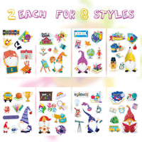 OSNIE 130Pcs Back to School Gnomes Stickers Décor Supplies Science Pen Telescope Paint Schoolbags Window Clings End of Summer Holiday Decals for Home Office Party Supplies Classroom Rewards, 16 Sheets