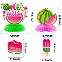 OSNIE 12Pcs Watermelon Honeycomb Centerpieces Table Toppers for Baby Girls One in a Melon Party Decor Summer Fruit Pink Watermelon 1st Party Supplies One Year Old Birthday Party Baby Shower Photo Prop