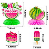OSNIE 12Pcs Watermelon Honeycomb Centerpieces Table Toppers for Baby Girls One in a Melon Party Decor Summer Fruit Pink Watermelon 1st Party Supplies One Year Old Birthday Party Baby Shower Photo Prop