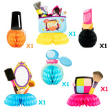 OSNIE 6Pcs Spa Honeycomb Centerpieces Table Topper, 3D Double-Sided Cosmetics Patterns Spa Theme Party Supplies Table Decorations Nail Girl Party Favors Photo Booth Props for Birthday Party Room Décor