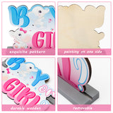 OSNIE Elephant Boy or Girl Centerpiece Blue and Pink Wooden Table Sign Tabletop Gender Reveal Decorations Party Supplies for Unisex He or She Welcome Baby Shower Birthday Pregnancy Announcements Decor