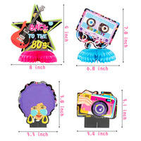 OSNIE 12Pcs 1980s Honeycomb Centerpieces Table Topper Hip Hop Party Decorations and Supplies 80's Retro Table Decor 1980s Party Favors Photo Booth Props for 80’s Themed Nostalgic Party Hip Hop Party