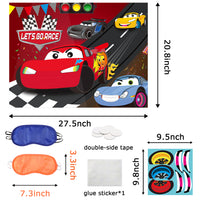 OSNIE Race Car Party Games, Pin the Wheel and Smile on the Car, Large Poster with Blindfolds and Stickers, Let’s Go Racing Themed Party Decorations Family Game Activities for Kids Birthday Baby Shower
