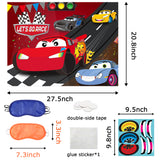 OSNIE Race Car Party Games, Pin the Wheel and Smile on the Car, Large Poster with Blindfolds and Stickers, Let’s Go Racing Themed Party Decorations Family Game Activities for Kids Birthday Baby Shower