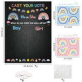 OSNIE Boho Rainbow Gender Reveal Party Games Cast Your Vote He or She Gender Reveal Poster with Team Boy Team Girl Voting Stickers Bohemian Rainbow Party Decor Baby Shower Gender Announcements Ideas