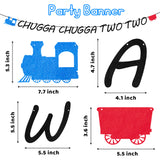 OSNIE Steam Train 2nd Birthday Party Decoration Supplies Chugga Chugga Two Two Birthday Party Banner Choo Choo Railroad Crossing Ticket Latex Balloons Cake Toppers for Kids Boys Two Years Old Birthday