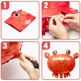 OSNIE 9 Pcs Ocean Theme Balloons Party Decorations for 3rd Birthday, Giant Mylar Foil Ocean Animals with Crab Shell Hippocampus Pufferfish Octopus Shark for Undersea Theme Party Supplies Baby Shower