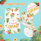 OSNIE 24Pcs Congrats GRAD Party Favors Bags with Stickers Hawaii Tropical Aloha Snacks Candy Party Supplies Summer Flowers Palm Leaves Paper Gift Bags for College Prom 2023 Celebrate Graduation Party
