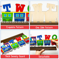 OSNIE Railroad Train Wooden Table Centerpieces Choo Choo Im Two Party Decoration Railway Theme 2nd Birthday Milestone Baby Shower Table Topper Cake Smash Photo Prop Decor for Baby Boys Two Years Old