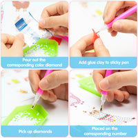 OSNIE 12 Pcs Llama Cactus 5D DIY Diamond Painting Kits for Kids and Adult Beginners, Creative Resin Rhinestone Diamonds Mosaic Stickers, Handmade Digital Paint by Numbers Art Craft Gifts Set