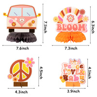 OSNIE 12Pcs Groovy Retro Hippie Boho Themed Honeycomb Centerpieces Table Toppers for Baby Girls Bohemian Daisy Flower Rainbow Peace Sign Photo Booth Props 60s Baby Shower Birthday Party Decor Supplies