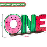 OSNIE Watermelon One Letter Sign Wooden Table Centerpieces One in a Melon Party Decorations for Baby Boys Girls Summer Fruit Watermelon Theme 1st Birthday Milestone Baby Shower Cake Smash Photo Props