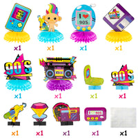 OSNIE 12Pcs 1990s Retro Themed Honeycomb Centerpieces Table Topper Hip Hop Birthday Party Decorations and Supplies Table Decors 1990s Party Favors Photo Booth Props for 90’S Themed Nostalgic Party