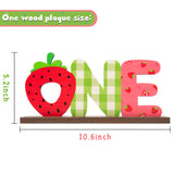 OSNIE Strawberry One Letter Sign Table Centerpieces Berry Sweet One Birthday Party Decorations for Baby Girls Summer Fruit Strawberry Theme 1st Birthday Milestone Baby Shower Cake Smash Photo Props