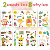 OSNIE 130 Pieces Hawaii Gnome Stickers Décor Summer Aloha Hawaiian Removable Window Stickers Decals for Home Birthday Anniversary Party Supplies Classroom Rewards Tropical Luau Party Décor, 16 Sheets