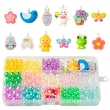 OSNIE Easter DIY Bead Jewelry Making Kit for Kids Girls Bunny Baby Chick Butterfly Flower Bird Frog Radish Charm Beads for Bracelets Rings Necklaces Creativity Beading Kit Art Craft 400Pcs+