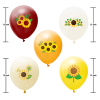 OSNIE 50Pcs Sunflower Latex Balloons with Ribbons, 12 Inch Assorted Colors Sun Flower Themed Balloons Decorations Supplies Kit for Spring Summer Themed Party Baby Shower Birthday Wedding Bridal Shower