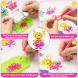 OSNIE 12 Pcs Valentines Day Monster 5D Diamond Painting Stickers Kit Resin Rhinestone DIY Handmade Paint by Numbers Mosaic Stickers Art Crafts for Monster Themed Party Favors for Kids Adult Beginners