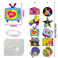 OSNIE 1980s Retro Theme Party Decor Supplies Television Roller Skates Radio Hip Pop Cardboard Cutouts Door Porch Banner Wall Decor 1980s Party Favors Photo Booth Props for 80’s Theme Nostalgic Party