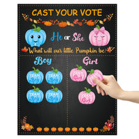 OSNIE Pumpkin Gender Reveal Party Games Cast Your Vote Poster with Team Boy Team Girl Stickers for He or She Halloween Thanksgiving What Will Our Little Pumpkin Be Gender Reveal Decorations Supplies