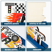 OSNIE Two Fast Wooden Table Centerpieces Let’s Go Racing Party Decoration Race Car Checkered Theme 2nd Birthday Milestone Baby Shower Table Topper Cake Smash Photo Props for Boys Two Year Old Birthday