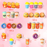 OSNIE 24 Set Valentine's Day Squeeze Toys Keychain with Greeting Cards Cream Scented Slow Rising Simulation Mini Food Drinks Stress Relief Toy Exchange Gift Valentine Favors Treasure Box Toys for Kids