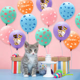 OSNIE 50Pcs Cat Latex Balloons with Ribbons 12 Inch Cartoon Kitten Print Balloons Bouquets Animal Pet Kitty Cat Meow Baby Shower Birthday Party Decorations Supplies Photo Prop for Pets Cat Lover Kids