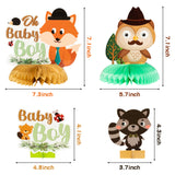 OSNIE 12Pcs Woodland Animals It’s a Boy Baby Shower Party Honeycomb Centerpieces Table Toppers for Baby Boy, Woodland Creatures Forest Animal Friends Theme Gender Reveal Table Decorations Supplies