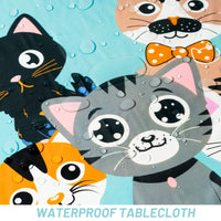 OSNIE 3Pcs Cat Party Tablecloths Disposable Plastic Waterproof Rectangular Table Covers Cartoon Kitty Meow Theme Party Decorations Supplies for Animals Pet Birthday Baby Shower Camping 108”× 54”