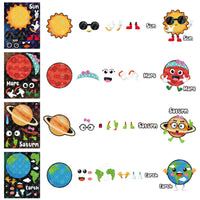 OSNIE 45Pcs Make Your Own Planet Holographic Stickers Games 9 Planets Shiny Solar System Birthday Party Favors Outer Space Make a Face Stickers Mix and Match DIY Art Craft Gifts for Kids School Class