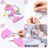 OSNIE Unicorn Theme First Birthday Number One Wood Sign Unicorn Party Decor Freestanding Number 1 Standing Sign Centerpieces with Stickers Cake Smash Photo Prop for Baby Shower Webbing Anniversary