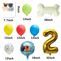 OSNIE Puppy Dog 2nd Birthday Party Decorations Supplies Kit – Gold Number 2 Foil Balloons, Latex Balloons, Pre-Assembled Banner, Felt Cake Topper, Great Puppy Dog Theme Party Supplies for Two Year Old