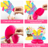 OSNIE 8Pcs Happy Birthday Honeycomb Centerpieces Table Topper Set, 3D Double-Sided Honeycomb Star Card Centerpieces with Birthday Age Stickers, Honeycomb Stand Photo Booth Props for Kid’s Birthday