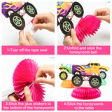 OSNIE 6Pcs Monster Truck Honeycomb Centerpieces Table Topper, 3D Double-Sided Patterns Monster Truck Party Supplies Table Decorations Monster Truck Party Favors Photo Booth Props for Kids Birthday