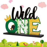 OSNIE Wild One Letter Sign Wooden Table Centerpieces Plaques Tropical Safari Jungle Animal Party Decorations Supplies for Wild One First Birthday Milestone Baby Shower Decor Cake Smash Photo Props