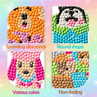 OSNIE 12Pcs Animals Cats Dogs DIY 5D Diamond Painting Stickers Kits for Kids Adult Beginners, Creative Resin Rhinestone Diamonds Mosaic Stickers, Handmade Digital Paint by Numbers Art Craft Gifts Set