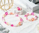 OSNIE Candy Color Acrylic Beads DIY Hippie Groovy Bead Jewelry Making Kit for Kids Girls with Peace Sign Flower Heart Star Charms for Bracelets Rings Necklaces Creativity Beading Kits Art Craft,550 Pcs+