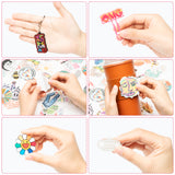 OSNIE 94Pcs Groovy Party Favors Include Retro Hippie Temporary Tattoos Stickers Keychains Brooch Pins Paper Clips Boho Rainbow Daisy Party Supplies for School Rewards Return Gifts Goodie Bag Fillers