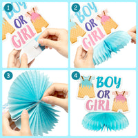 OSNIE 12Pcs Ice Cream Gender Reveal Honeycomb Centerpieces Table Topper Blue and Pink What is the Scoop Party Decorations Supplies for He or She Boy or Girl Baby Shower Pregnancy Announcements Decor