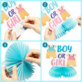 OSNIE 12Pcs Ice Cream Gender Reveal Honeycomb Centerpieces Table Topper Blue and Pink What is the Scoop Party Decorations Supplies for He or She Boy or Girl Baby Shower Pregnancy Announcements Decor