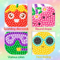 OSNIE 12Pcs Fruit 5D Diamond Painting Stickers, Summer Fruit Diamonds Mosaic Stickers Kits for Kids and Adult Beginners, DIY Creative Resin Rhinestone Handmade Paint by Numbers Art Craft Gifts Set