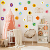 OSNIE 45Pcs Spring Summer Sun Flower Cutouts, Creative Springtime Flowers Wall Decals Bulletin Board Set, Gerbera Daisy Wall Décor for Classroom School Birthday Party Baby Shower, 5.1 x 5.1 Inch