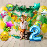 OSNIE Hawaiian Balloons Party Decorations for 2nd Birthday, 8 Pcs Giant Foil Mylar Balloons Pineapple Flamingo Palm Tree Leaves Tiki Summer Beach Pool Aloha Tropical Luau Party Decorations Supplies