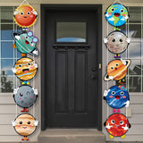 OSNIE 10Pcs Planets Theme Party Decor Supplies Outer Space Cardboard Cutout Door Porch Banner Wall Decor Blue Solar System Party Favors Photo Booth Prop for Kids Boys Space Birthday Party Decorations