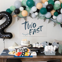 OSNIE Two Fast Wooden Table Centerpieces Let’s Go Racing Party Decoration Race Car Checkered Theme 2nd Birthday Milestone Baby Shower Table Topper Cake Smash Photo Props for Boys Two Year Old Birthday