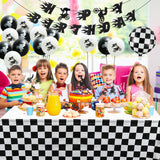 OSNIE Motorcycle Birthday Party Decorations Supplies Kit - Checkered Racing Foil Latex Balloons, Pre-Strung Banner, Cake Toppers, Table Cover, Super Motocross Themed Party Supplies for Boy’s Birthday